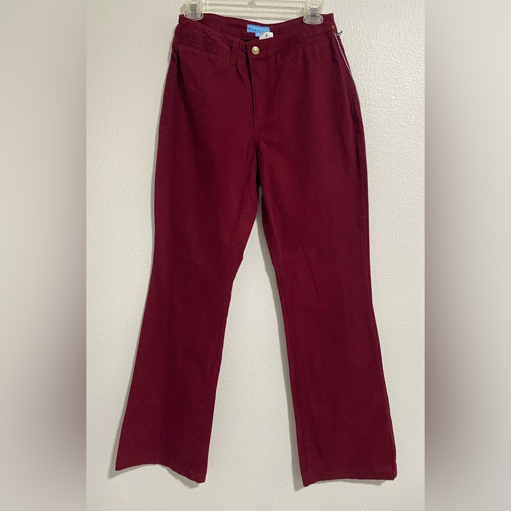 Draper James Burgundy Soft Cotton High Rise Boot Cut Jeans sz 6/8 NWT MSRP $50